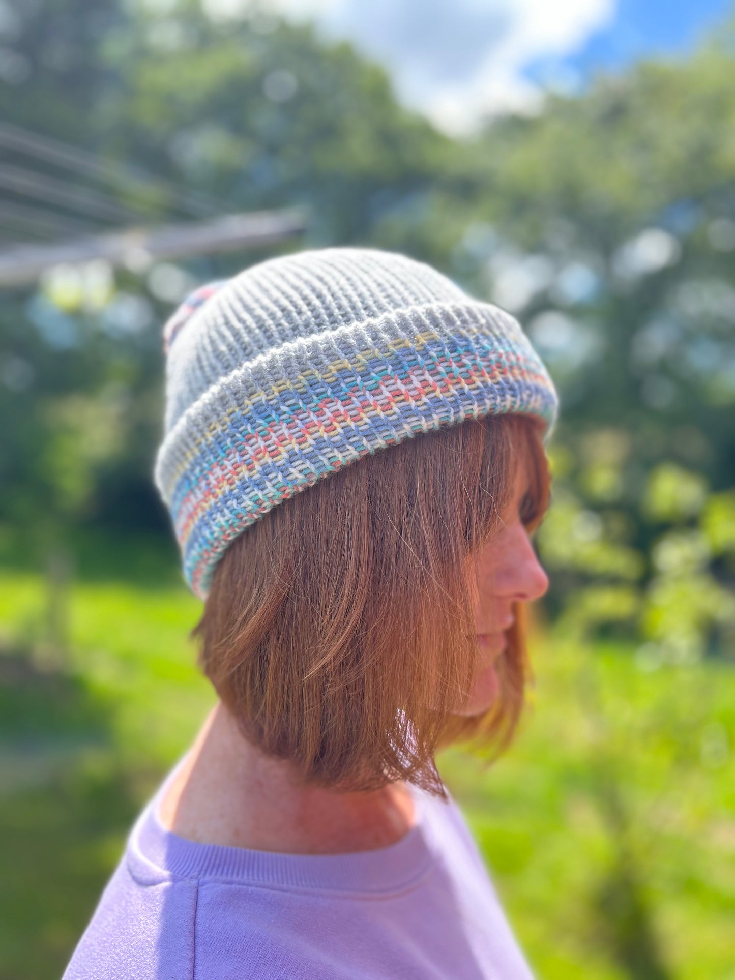 Hats ~ Versatile Grey and Pastel Spring Colors Knitted Hat!