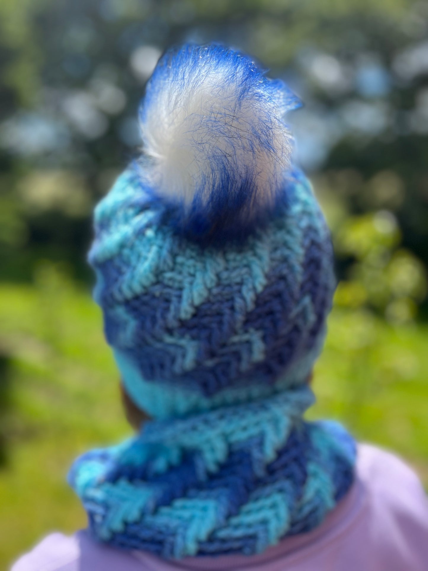 Matching Sets - Dazzling Blue Waves Set - Hat & Cowl Scarf