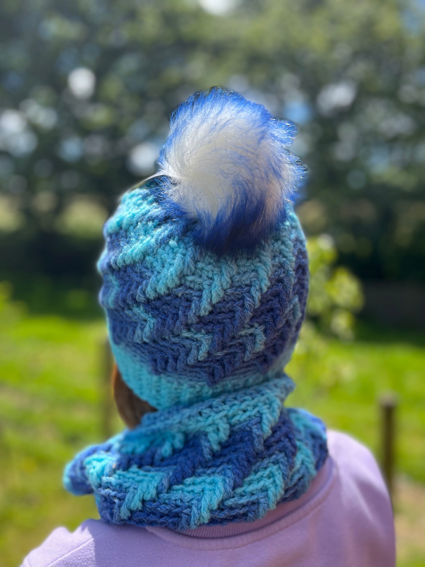 Matching Sets - Dazzling Blue Waves Set - Hat & Cowl Scarf