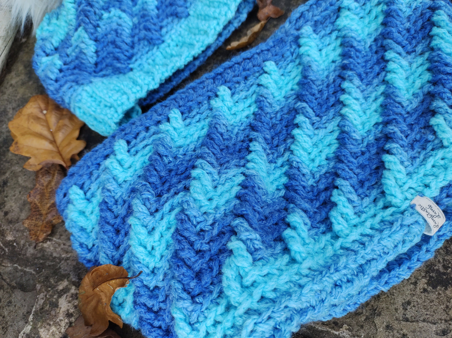 Matching Sets - Dazzling Blue Waves Set - Hat & Cowl Scarf