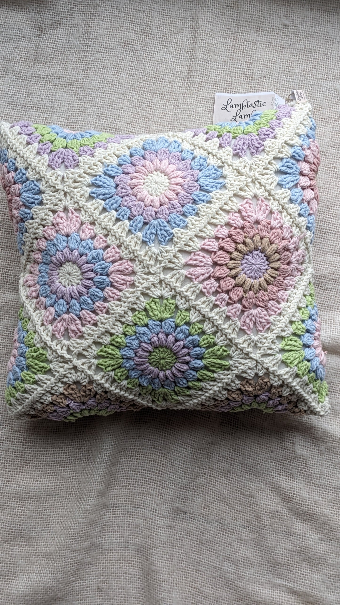 Homeware ~ 'Pastel Dreams' Large Heavy Cotton Throw & Matching Granny Flower Cushion